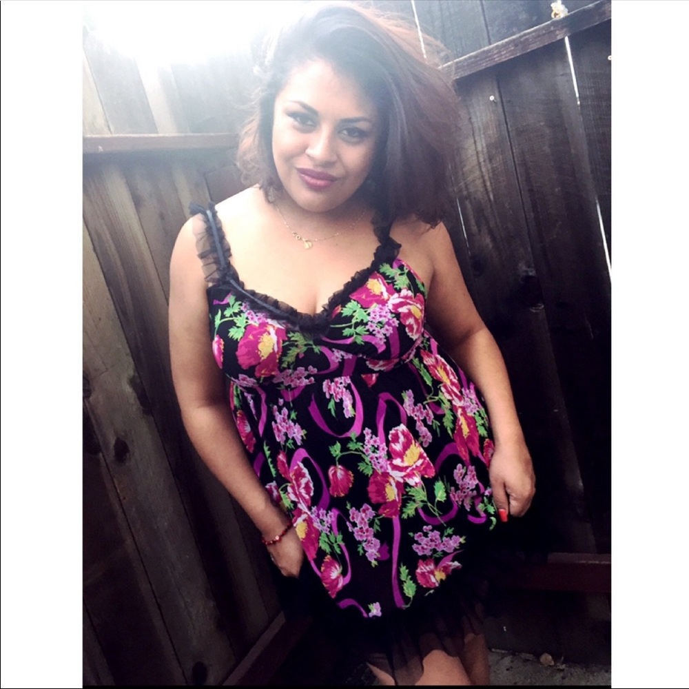 Betsey Johnson Sheer Floral Teddy Large